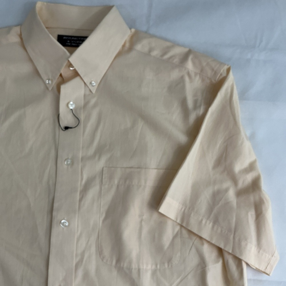 Roundtree & Yorke Gold Label Shirt Med Yellow Short Sleeve Button Up Pima Cotton